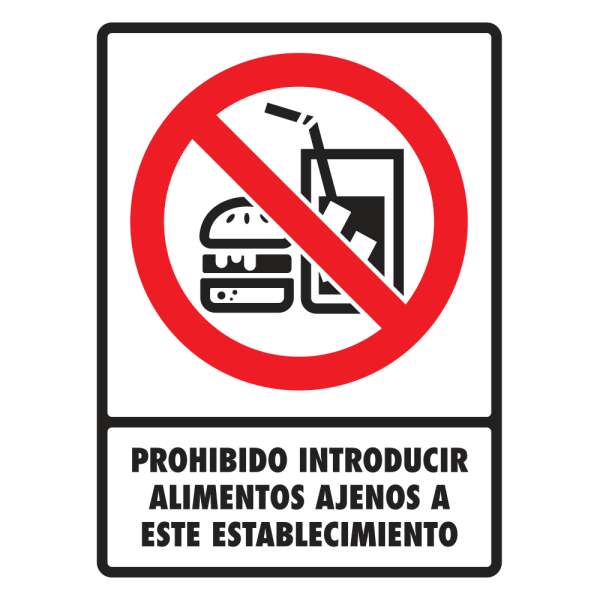 Señal Prohibido Introducir Alimentos Ajenos a Este Establecimiento Modelo 064 de Estireno Normal 20×25 cm