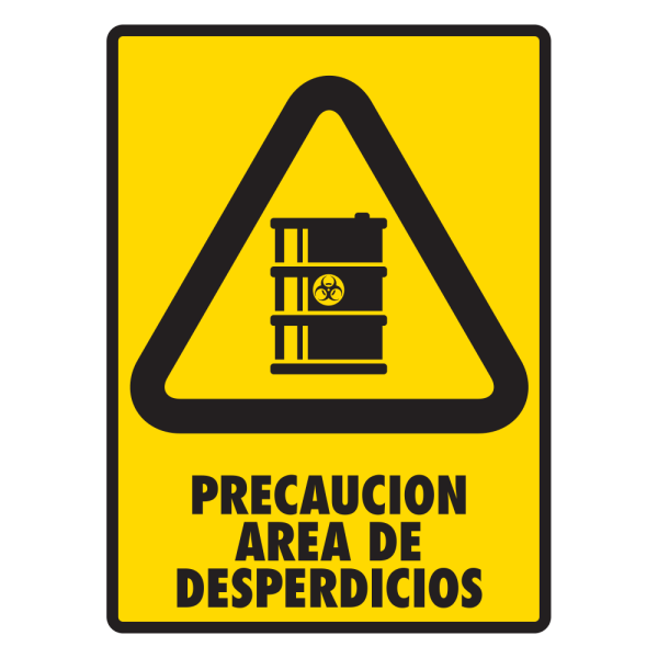Señal Precaución Área de Desperdicios Modelo 150 de Estireno Normal 30×40 cm