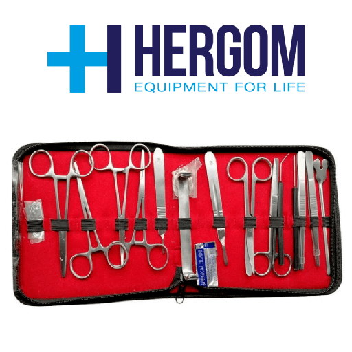 [13-13] -Estuche de disección 20 pzas acero inoxidable Mca. Hergom