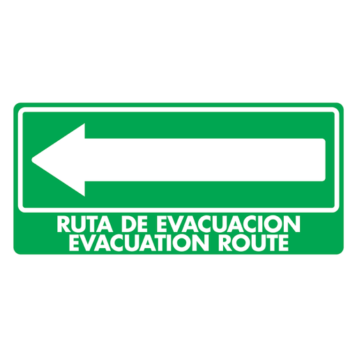 Señal Ruta de Evacuación Izquierda (Español e Inglés) Modelo 028 de Estireno Normal 15×30 cm