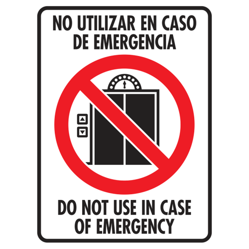 Señal No Utilizar en Caso de Emergencia (Elevador) Español e Inglés Modelo 093 de Estireno Fotoluminiscente 15×20 cm