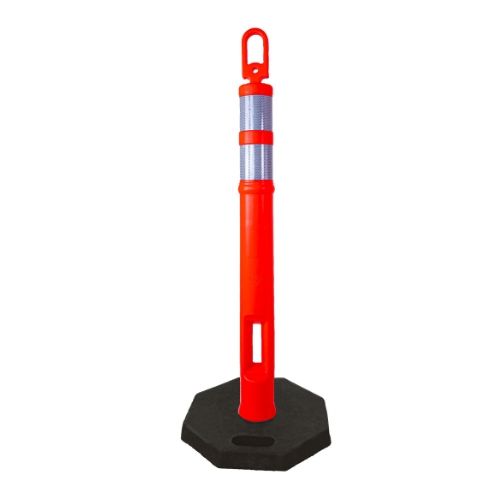 [SR1011-O] -Poste Delimitador Base Negra Con Ranura reflejante Mca Mr Seguridad