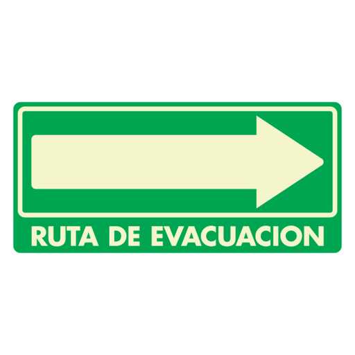 [SH286A05U] Señal Ruta de Evacuación (Derecha) Modelo 286 en Acrílico Cristal (de 2.5 mm) Fotoluminiscente 15×30 cm